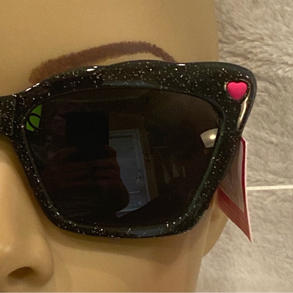 Betsey Johnson Square Butterfly Shape Sparkly Black Sunnies Sunglasses NWT - Picture 2 of 6